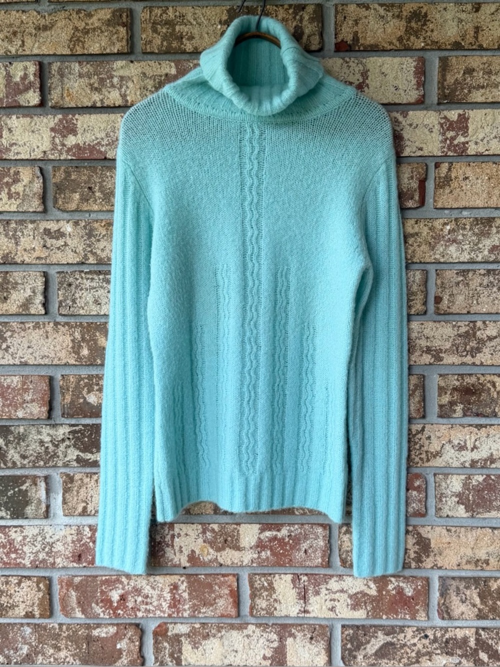 WEWELL Sweater Size XL 65% Mohair Turtleneck Mint Green Excellent!
